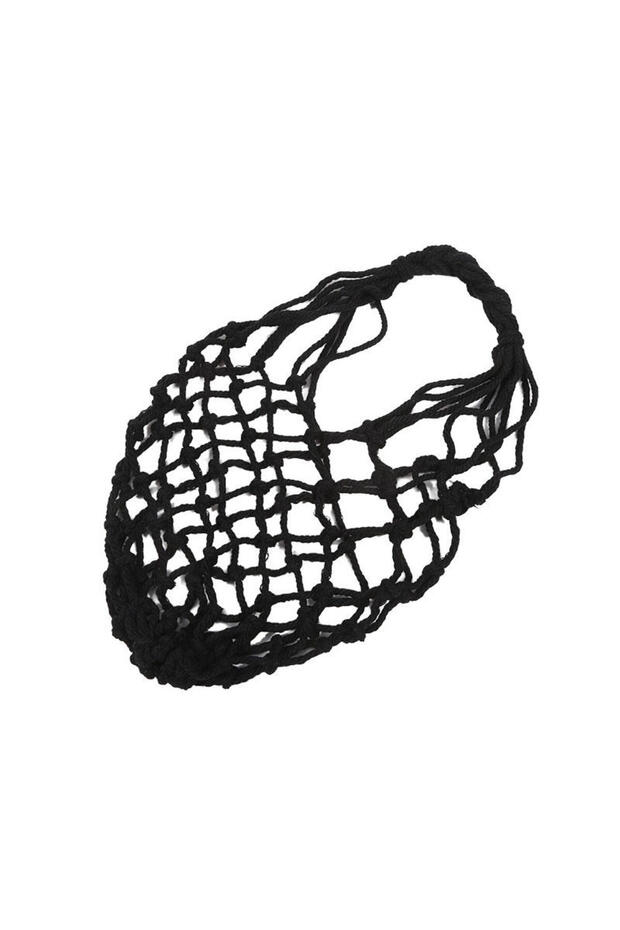 black Portable Crochet Cup Holder Coffee Cup Bag Hollow Out Bottle Bag Mugs Bag Foldable Woven Net W