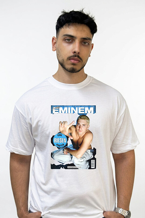 Eminem_65 Design Printed Oversize White T-Shirt