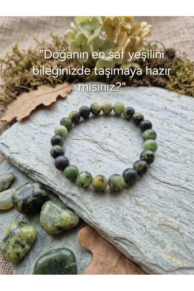Güleç Natural Stone Jade Stone Natural Stone Bracelet 8 mm Diameter