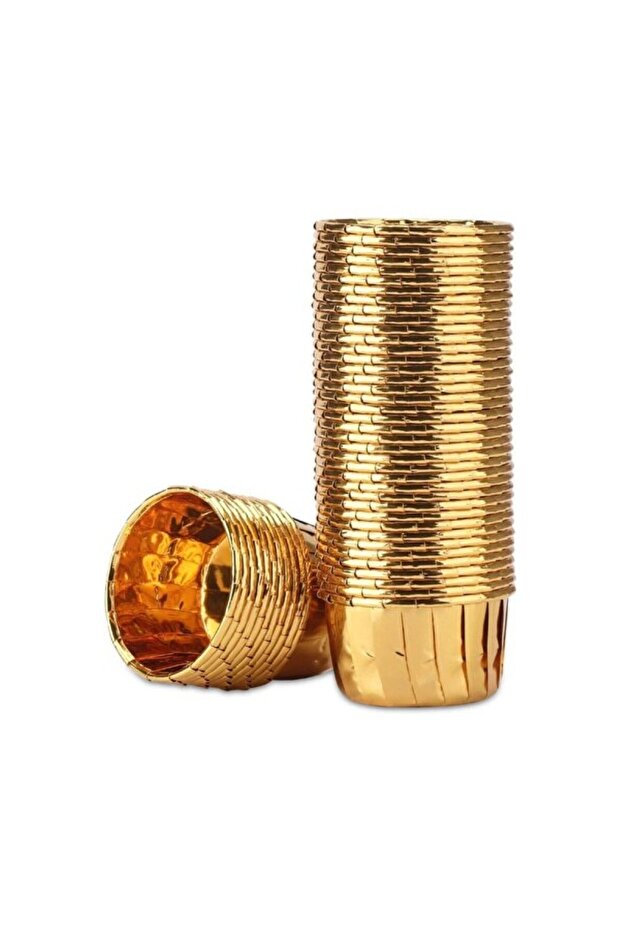 Set of 25 Metallic Gold Yellow Muffin and Cake Capsules