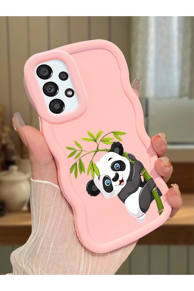 Samsung Galaxy A33 5g Compatible Case Camera Protector Pink Silicone Couple Phone Case Panda Pattern