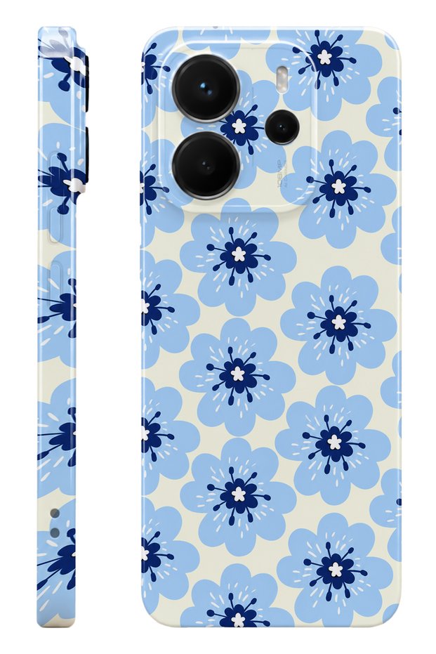 Xiaomi Redmi Note 14 Blue Bloom Protect Slim Glossy Full Print Camera Protected Phone Case