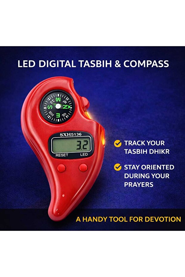 LED Digital Tasbih Counter with Compass Electronic Dhikr Counter