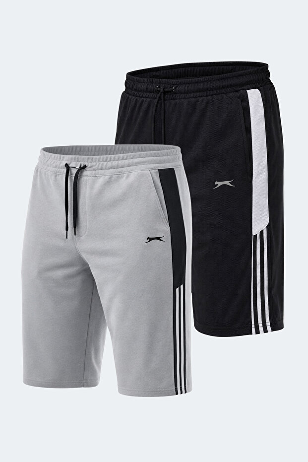 Saki Set of 2 Men's Pocket Capri Black - Gray Shorts