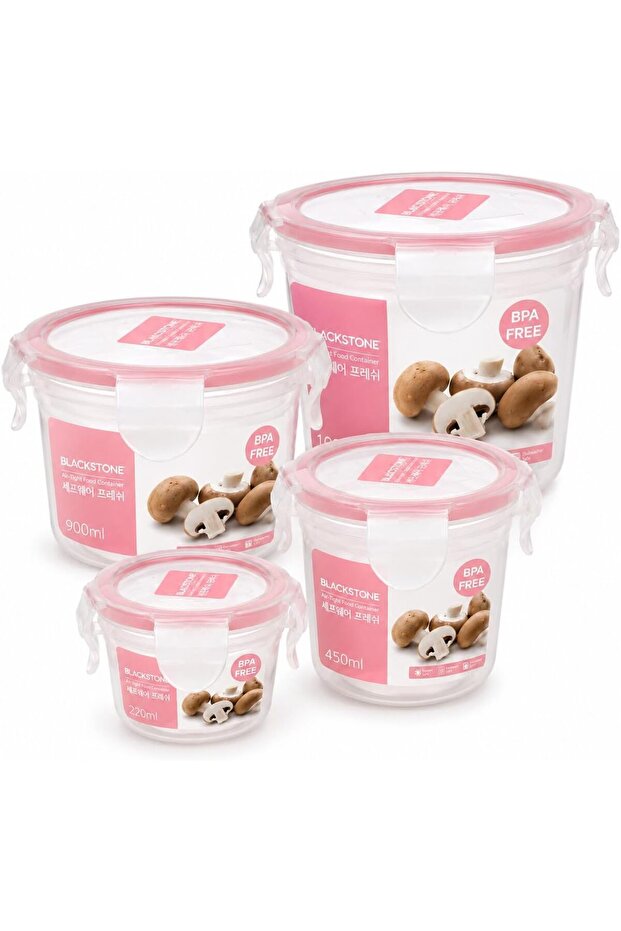 Leakproof Plastic Food Storage Container Set, 4 PC with Locking Lids, 220ml + 450ml + 900ml + 1.2L, Lunch Box Containers for Snacks & Meal Prep