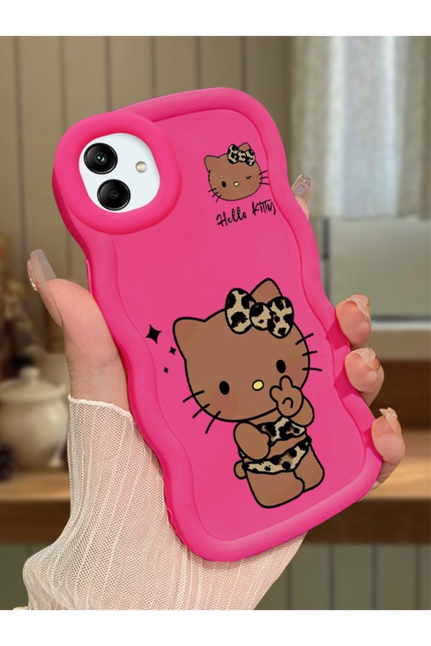 Samsung Galaxy A04 Compatible Case Camera Protector Red Silicone Couple Phone Case Kitty Pattern