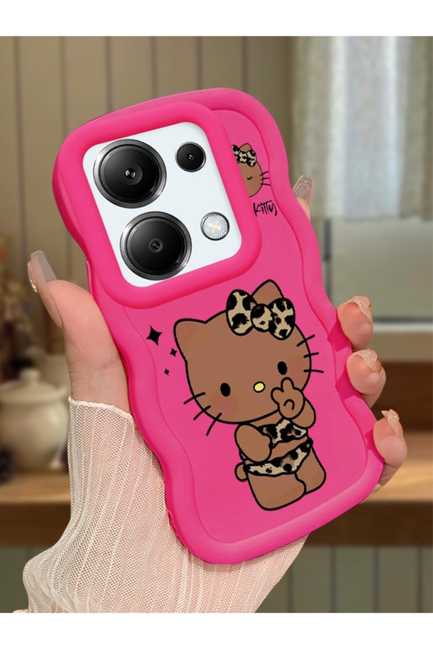 Poco M6 Pro 4g Compatible Case Camera Protector Red Silicone Couple Phone Case Kitty Pattern