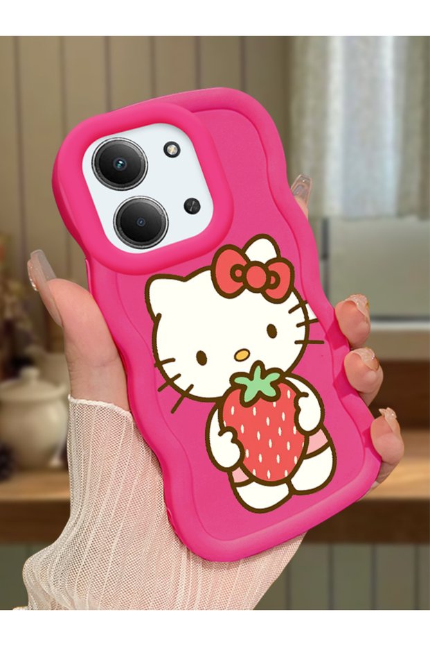 Redmi 15C 5g Compatible Case with Camera Protector Red Silicone Couple Phone Case Kitty Pattern
