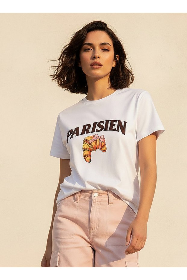 Cotton T-shirt with Typographic Embroidery