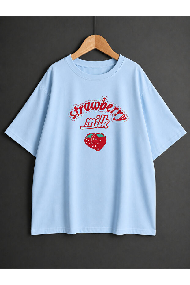 Women's Strawberry Milk Printed Oversized T-Shirt