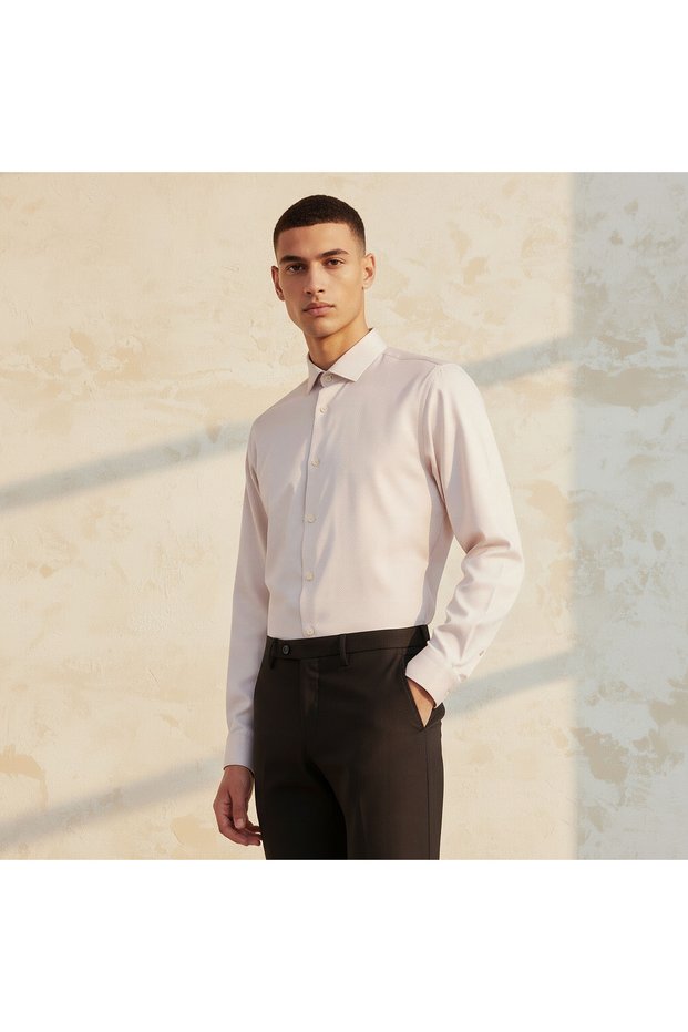 Men Regular Fit Collared Textured Long Sleeves Shirt