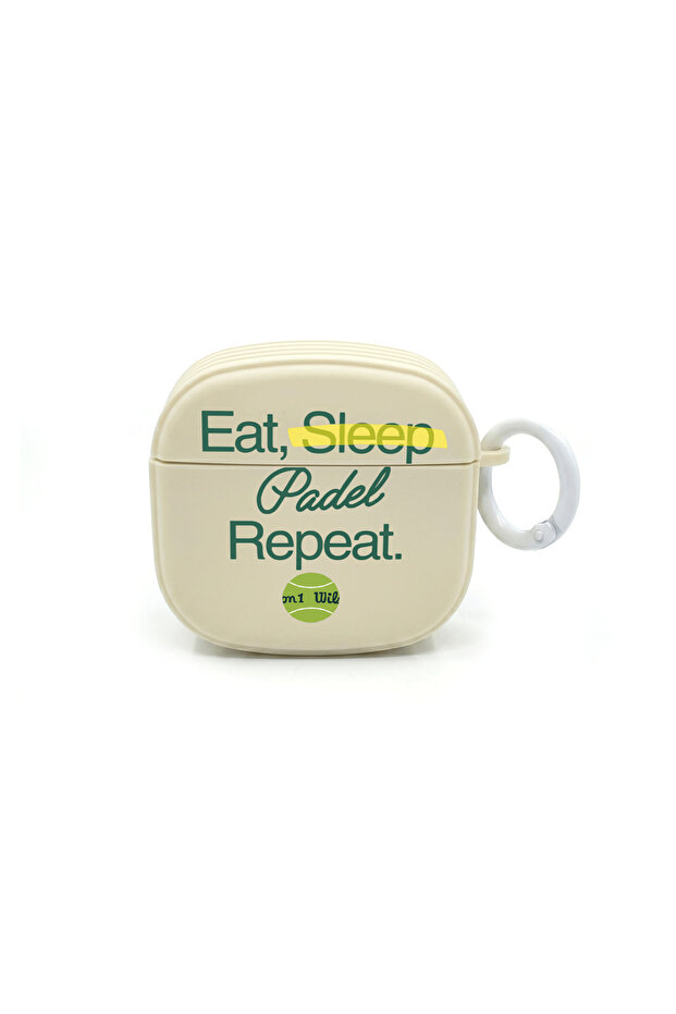 إيربودز 4. علبة هدايا كريمية بتصميم Eat Sleep Padel Repeat متوافقة مع نيسيل