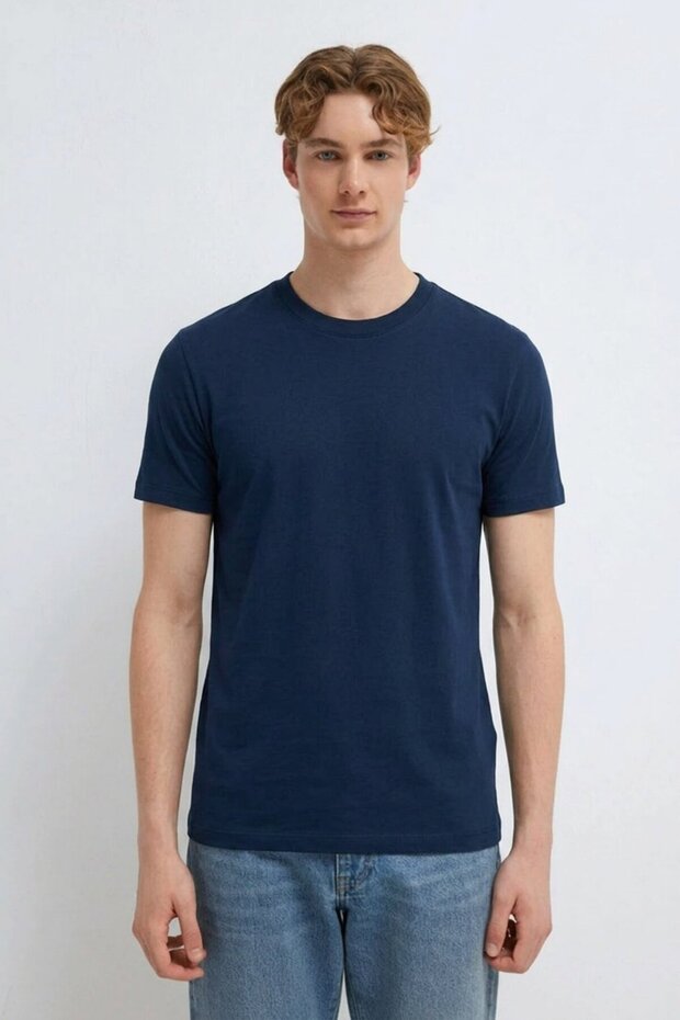 Men's Street Style Regular Navy Blue T-Shirt