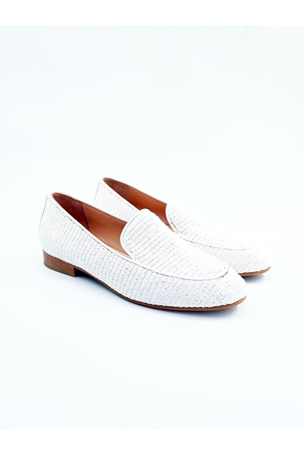 Women's genuine leather flat shoes white