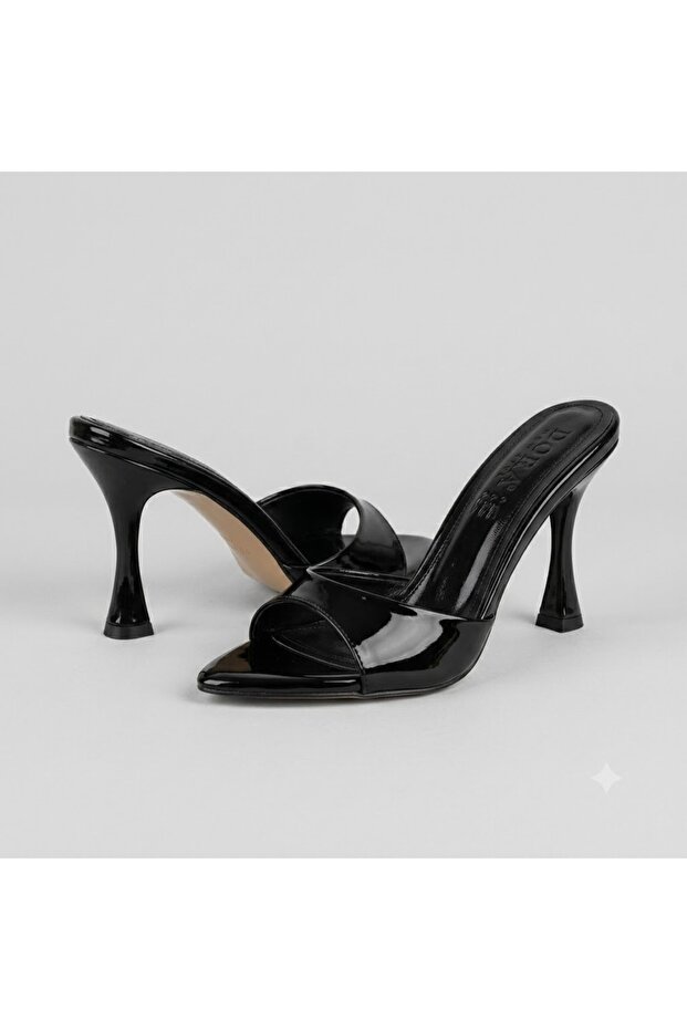 Dora (Wiesse) Single Strap Heeled Women's Slippers Black