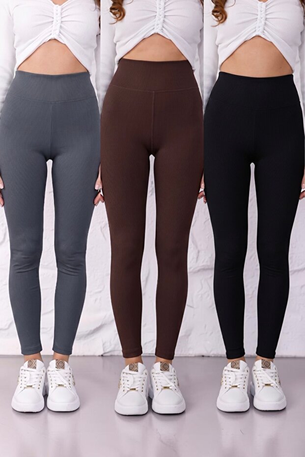 3-Pack Advantage Package Women's No-Show Extra Flexible High Waist Ribbed Leggings