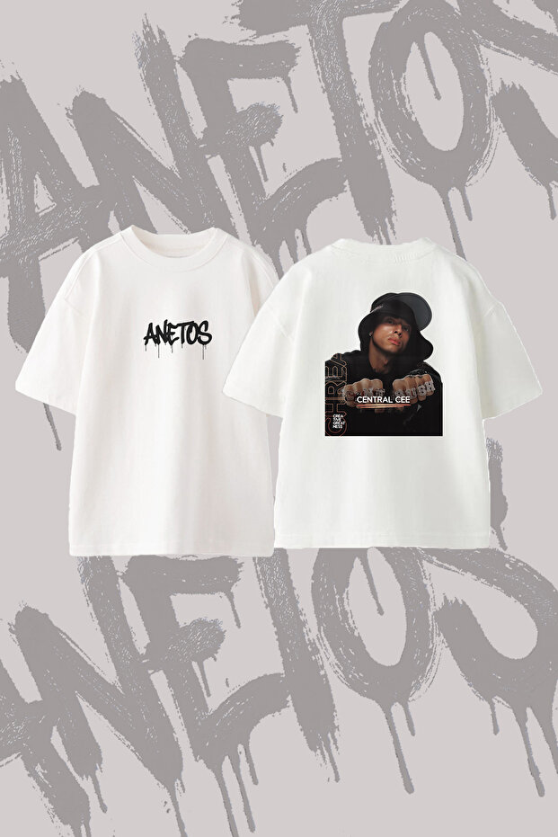 Central Cee_1 Design Printed Oversize Crew Neck T-Shirt White