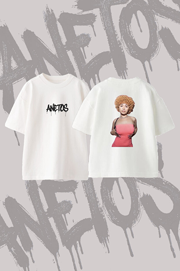 Ice Spice_7 Design Printed Oversize Crew Neck T-Shirt White