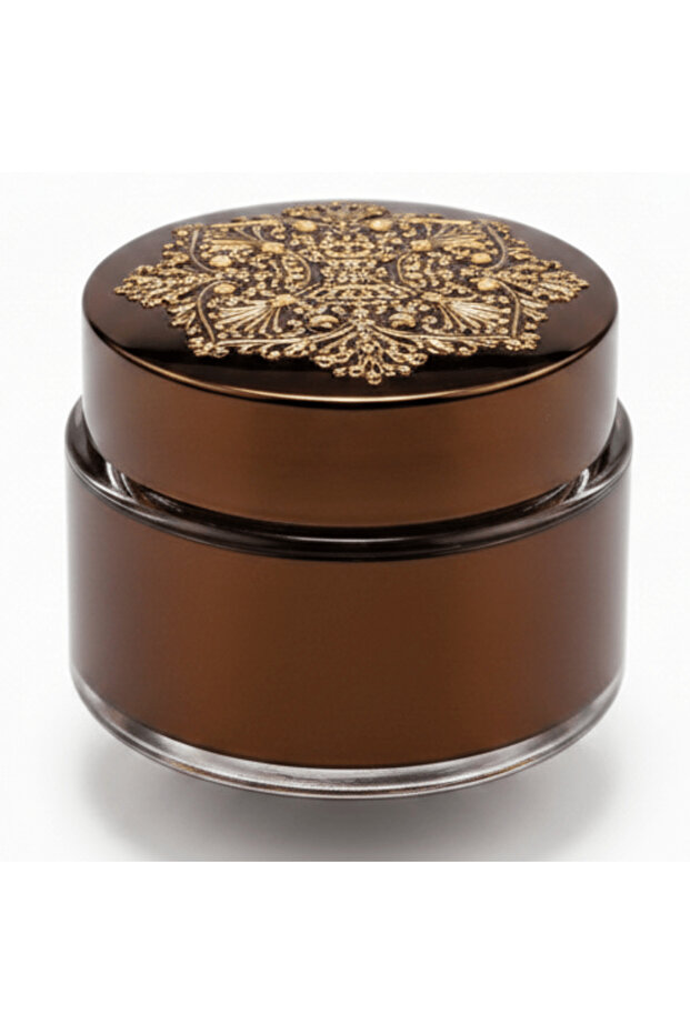Luxury Embossed Glass & Plastic Jar — 8×6 cm - Brown