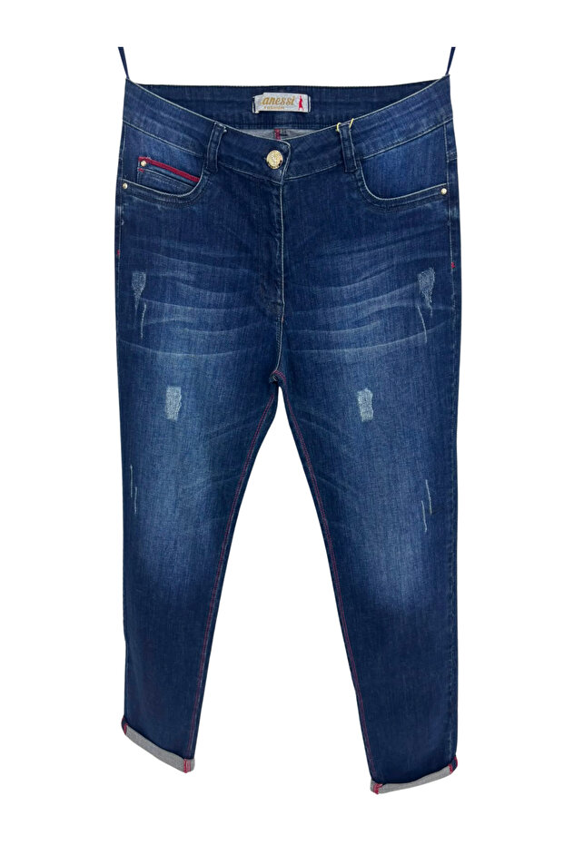 Plus Size Zippered Denim Women's Trousers