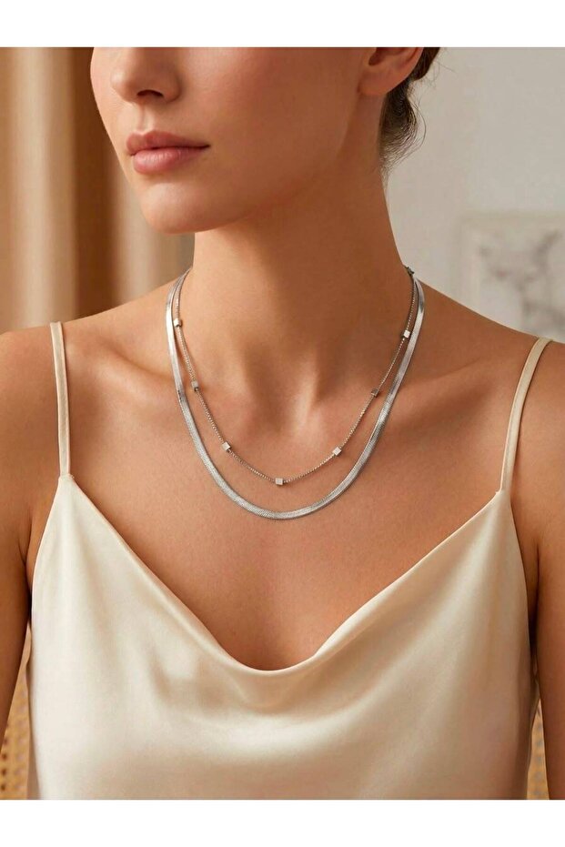 2-Piece Steel Chain Necklace