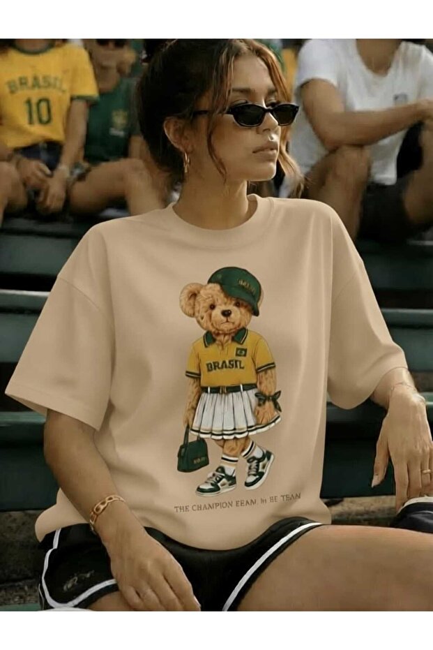 Brazil Teddy Bear Printed Oversize Cotton T-Shirt