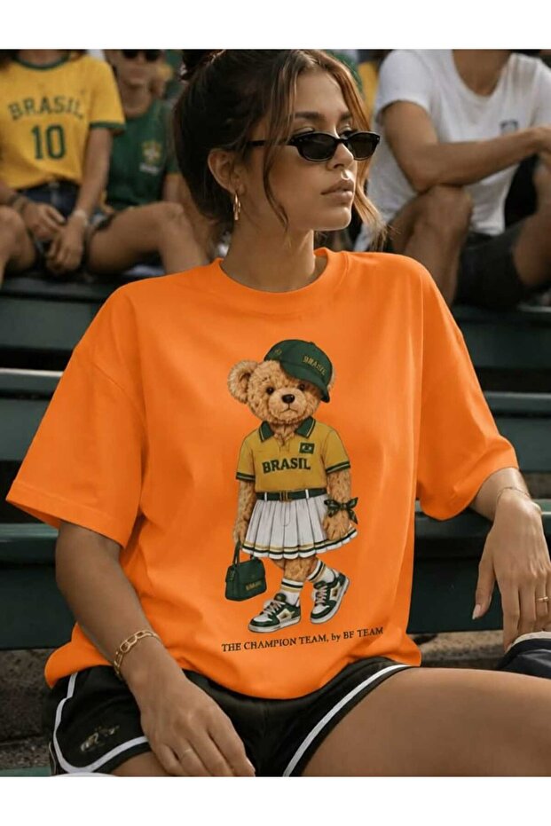Brazil Teddy Bear Printed Oversize Cotton T-Shirt