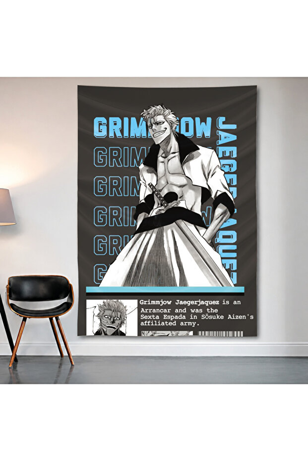 Grimmjow Jaegerjaquez – Bleach Wall Covering Wall Tapestry First Quality Satin Fabric Poster