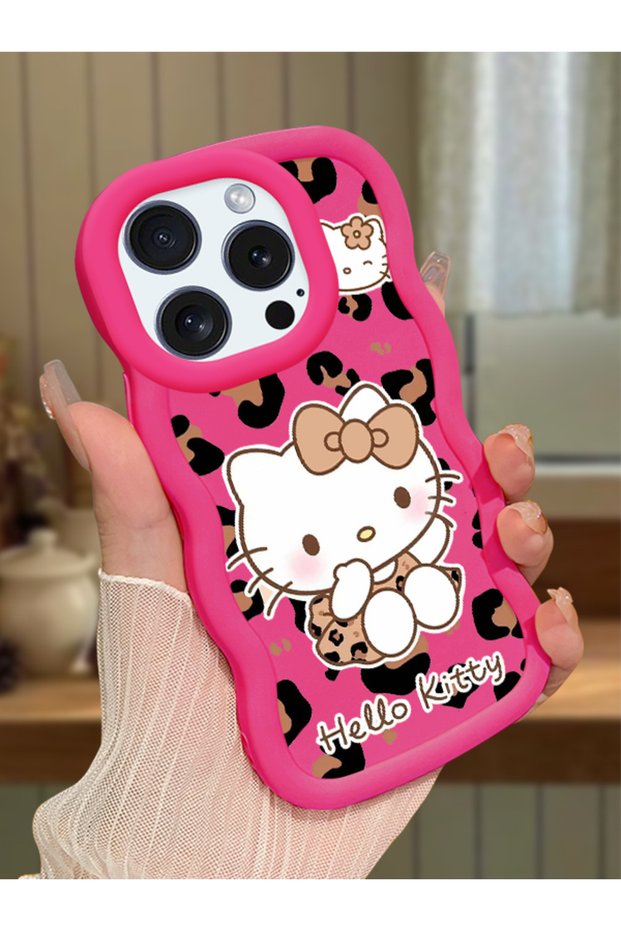 iPhone 15 Pro Compatible Case Camera Protector Red Silicone Couple Phone Case Kitty Pattern