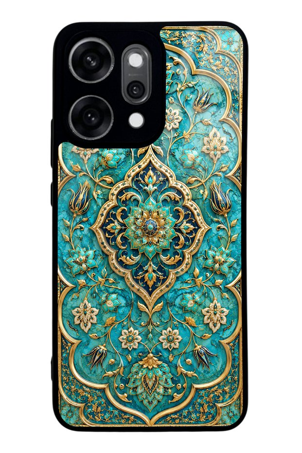 Oppo Reno 14 Pro Turquoise Ottoman Jewel Design Glossy Phone Case