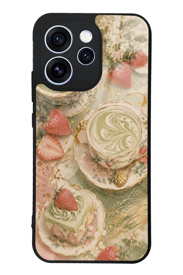 Oppo Reno 15 Pro Glossy Phone Case with Sage Strawberry Matcha Design