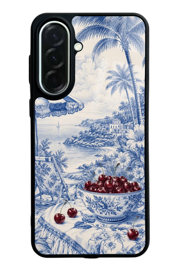 Samsung A37 Blue Porcelain Cherry Coast Design Glossy Phone Case
