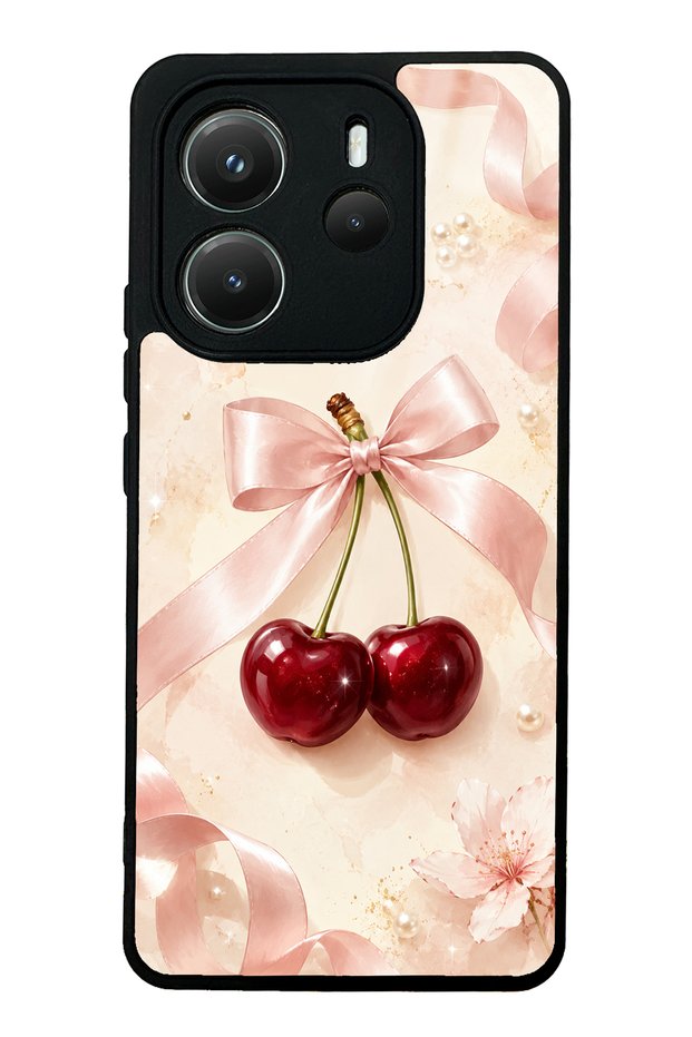 Xiaomi Redmi Note 14 4g Cherry Pearl Ribbon Design Glossy Phone Case