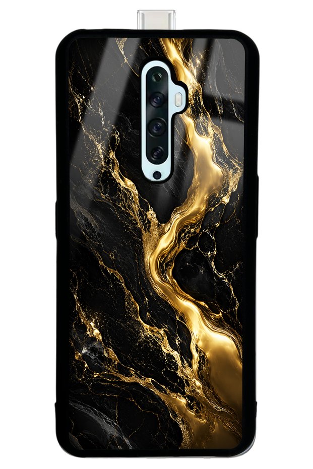 Oppo Reno 2Z Obsidian Gold Flow Design Glossy Phone Case