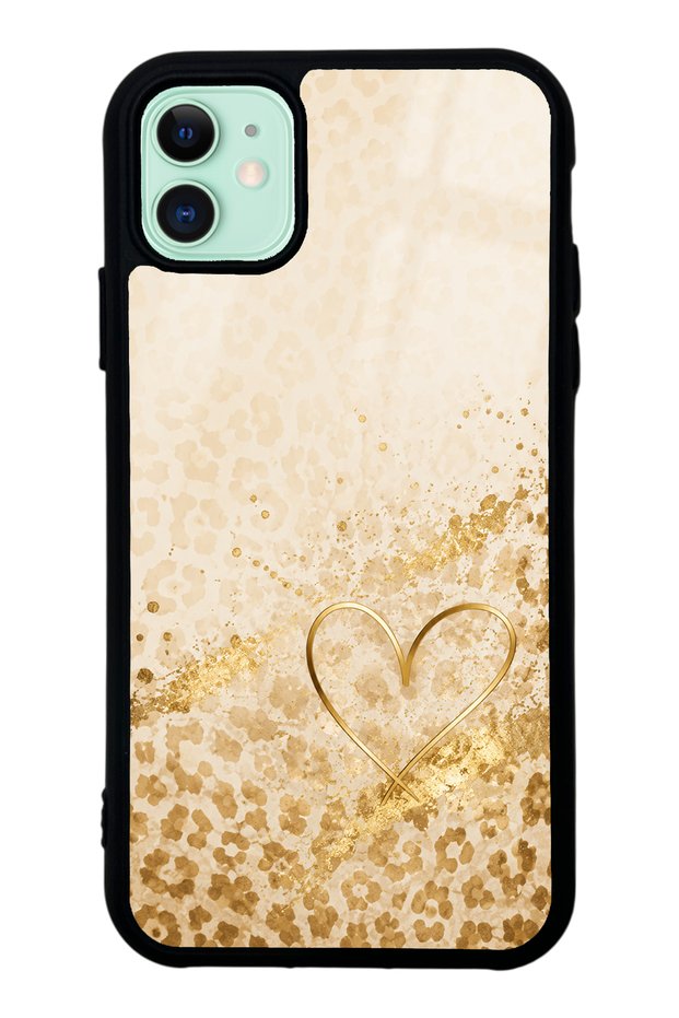 iPhone 11 Golden Heart Glow Design Glossy Phone Case