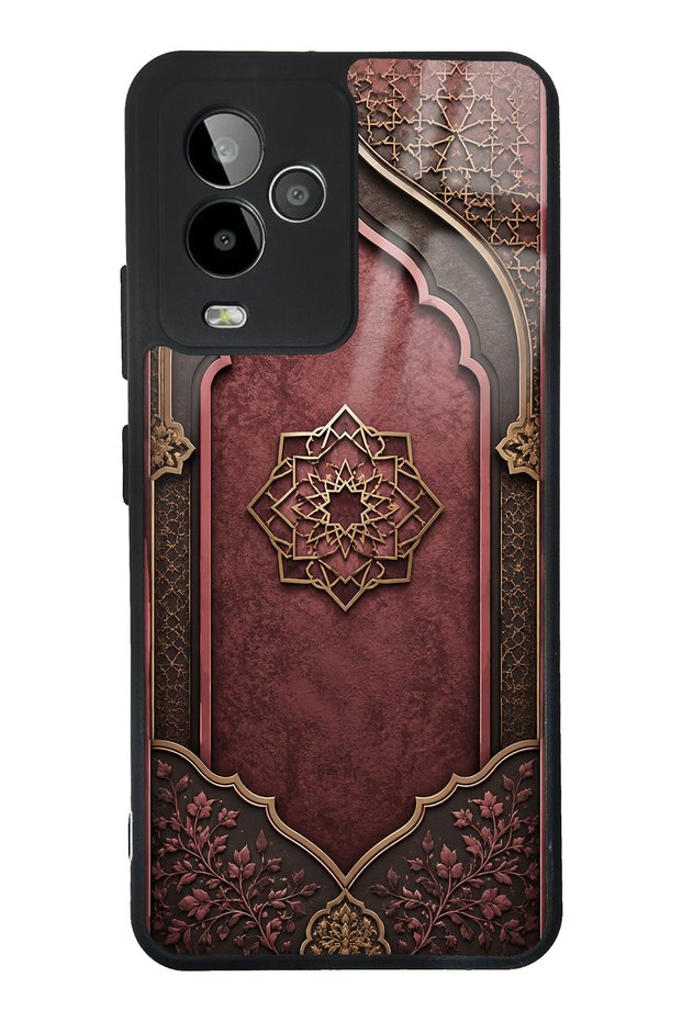 Gm 24 Pro Burgundy Glossy Phone Case with Ottoman Emblem Design