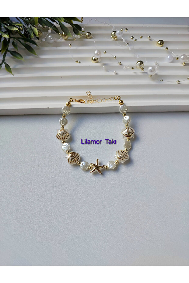Sea Star Seashell Pearl Bracelet