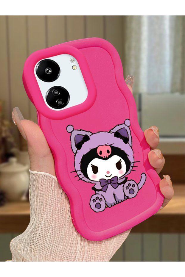 Redmi 13C Compatible Case Camera Protector Red Silicone Couple Phone Case Kuromi Pattern