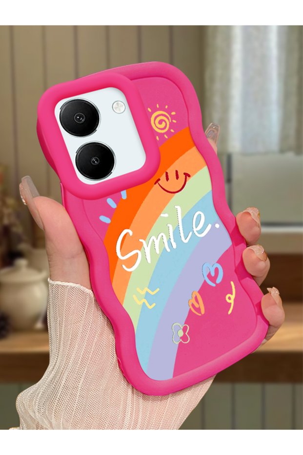 Vivo Y36 4g Compatible Case Camera Protector Red Silicone Couple Phone Case Rainbow Pattern