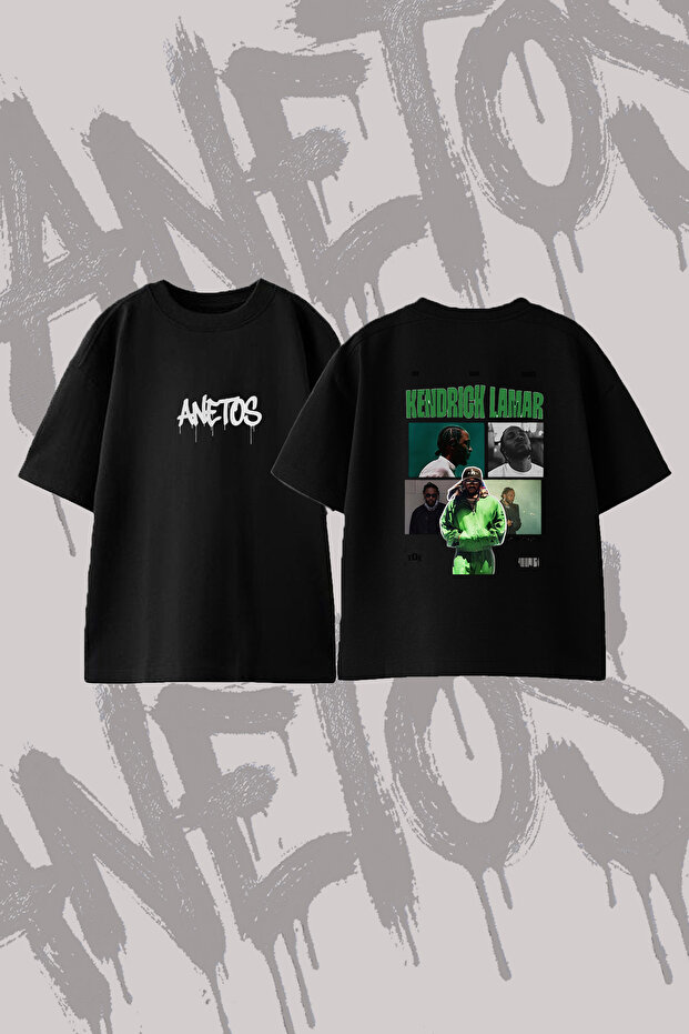 Kendrick Lamar_19 Design Back Printed Cotton Black Oversize T-Shirt