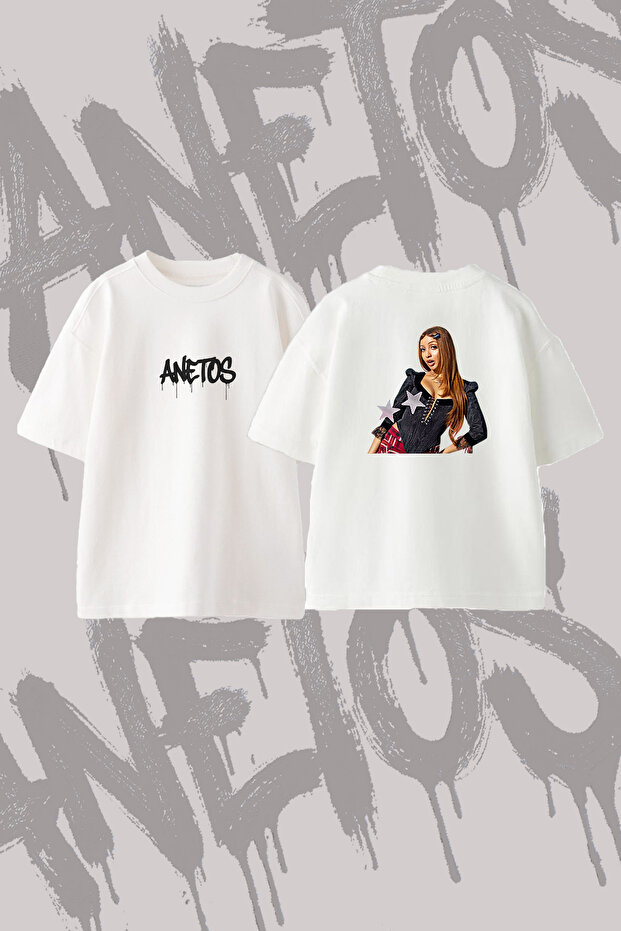 Pinkpantheress Design Back Printed Cotton White Oversize T-Shirt