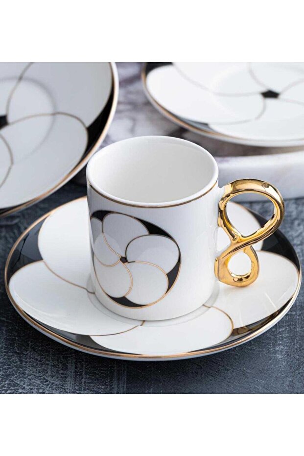 Set of 6 Porcelain Napoli Coffee Cups - 90 ml