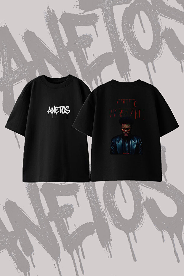 The Weeknd Heartless Design Back Printed Cotton Black Oversize T-Shirt