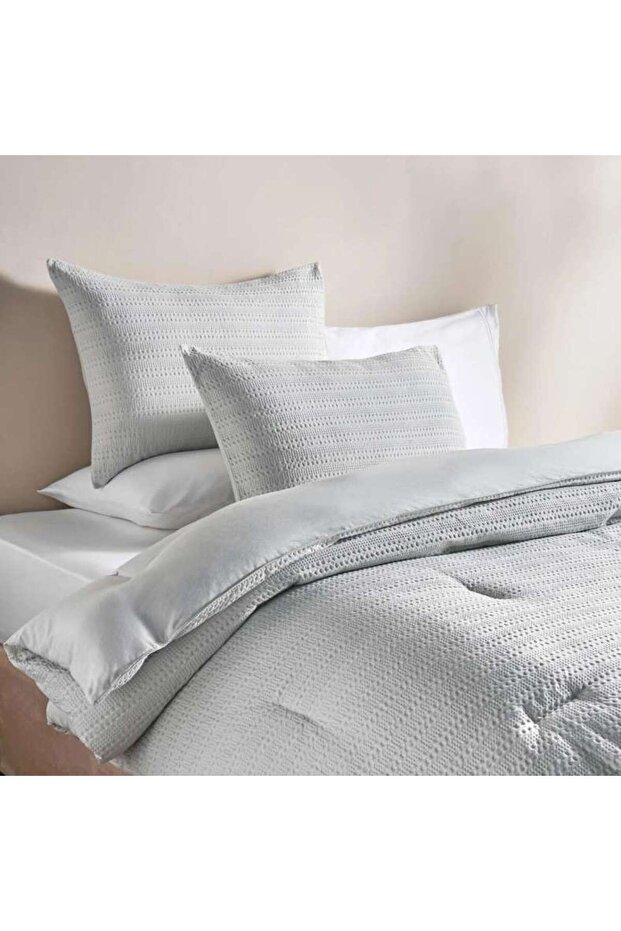 Waffle Stripe 3- piece Full Comforter Set 160x240cm - Grey Mist