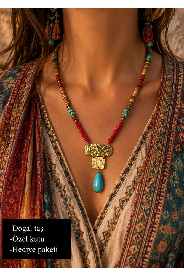 Natural Stone Turquoise Drop Necklace