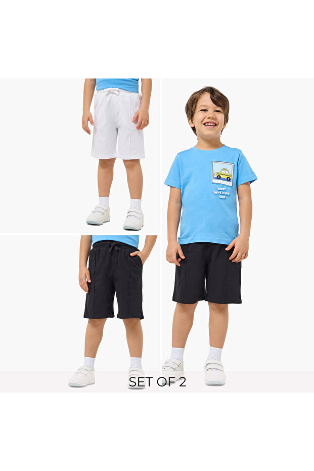 Pack of 2 Drawstring Waist Shorts with Pockets
