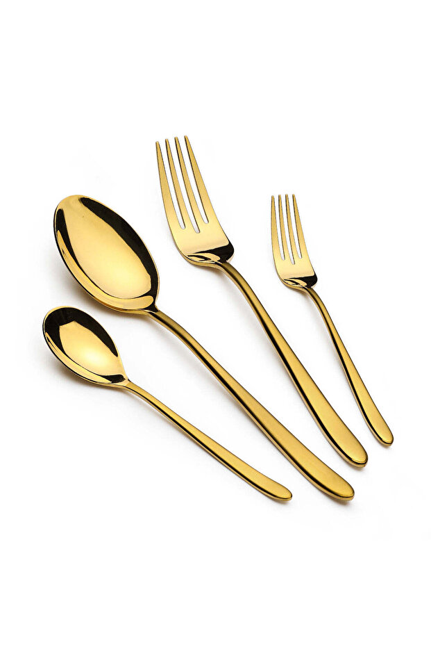 48-piece Gold Cutlery Set with Stand