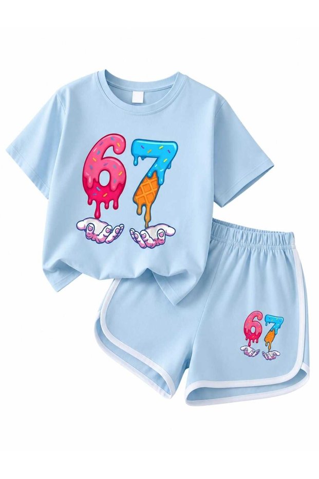 67 Printed Blue Shorts-T-Shirt Children's Set