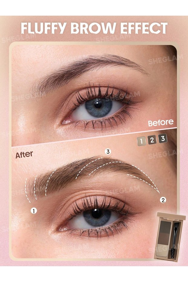 Puff Brow Palette - Eyebrow Powder Palette with Natural Finish and Easy-Blend Sponge Applicator