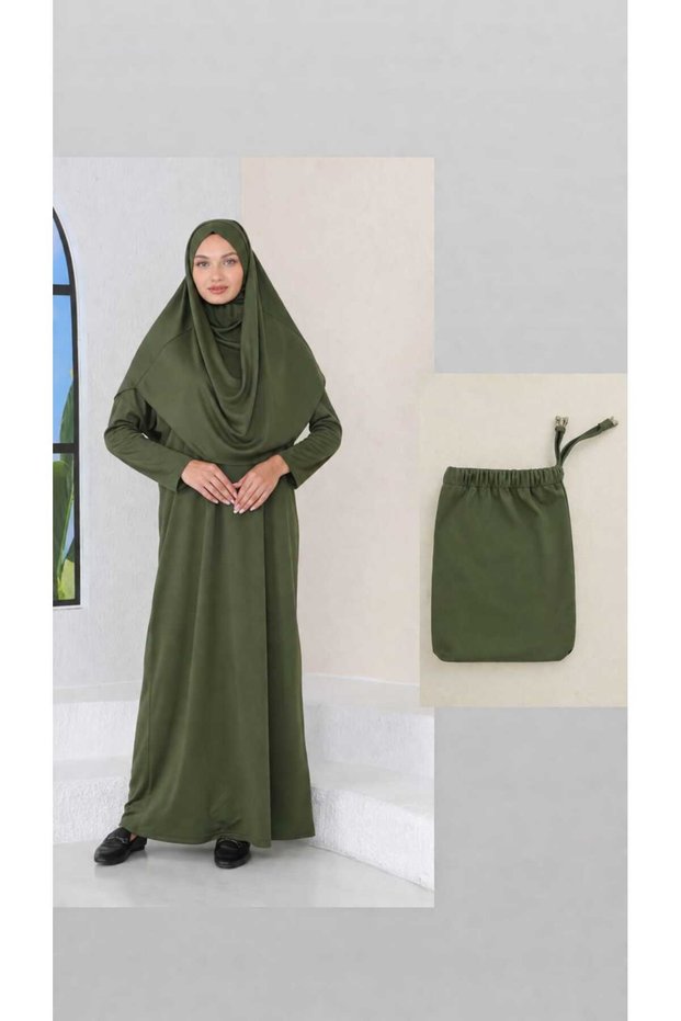 Practical One-Piece Prayer Gown with Head Cover, with Portable Pouch, with Carry Bag